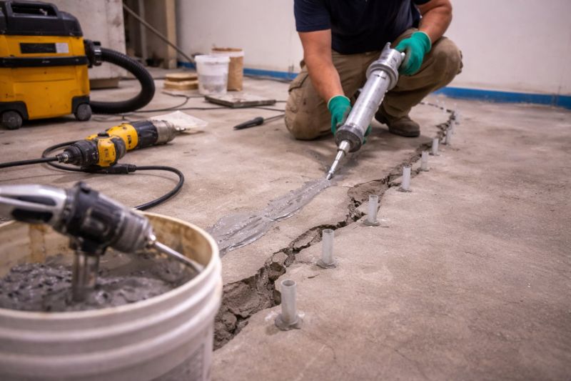 Cracked Basement Floor Repair in Newnan, GA