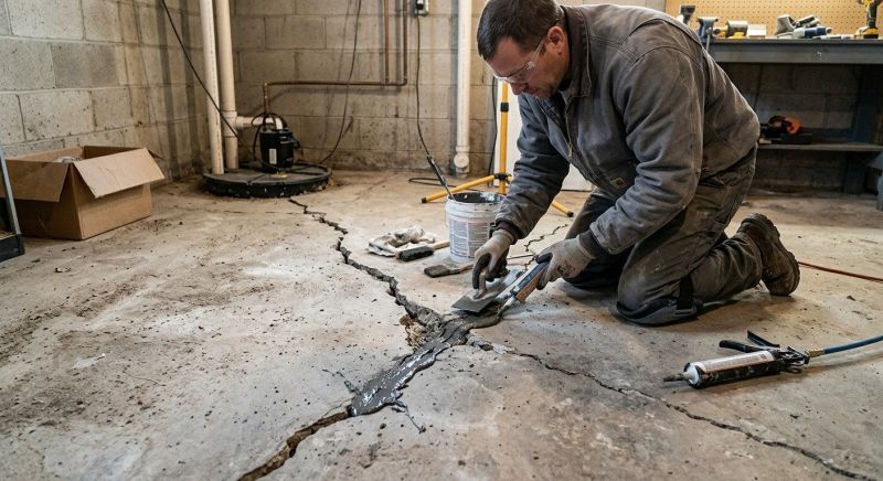 Cracked Basement Floor Repair in Newnan, GA