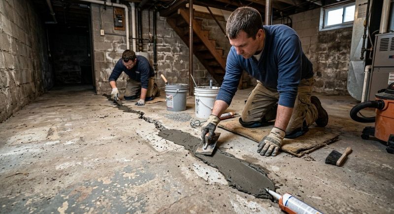 Cracked Basement Floor Repair in Newnan, GA